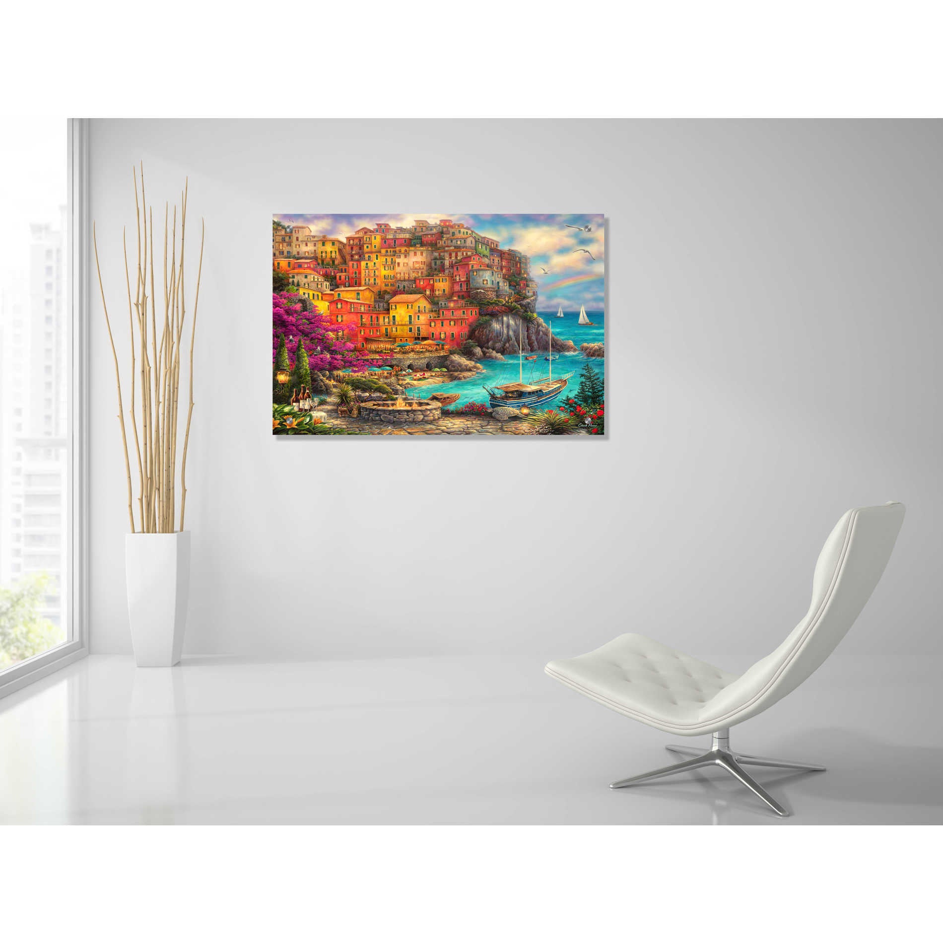 Epic Art 'A Beautiful Day at Cinque Terre' by Chuck Pinson, Acrylic Glass Wall Art,36x24