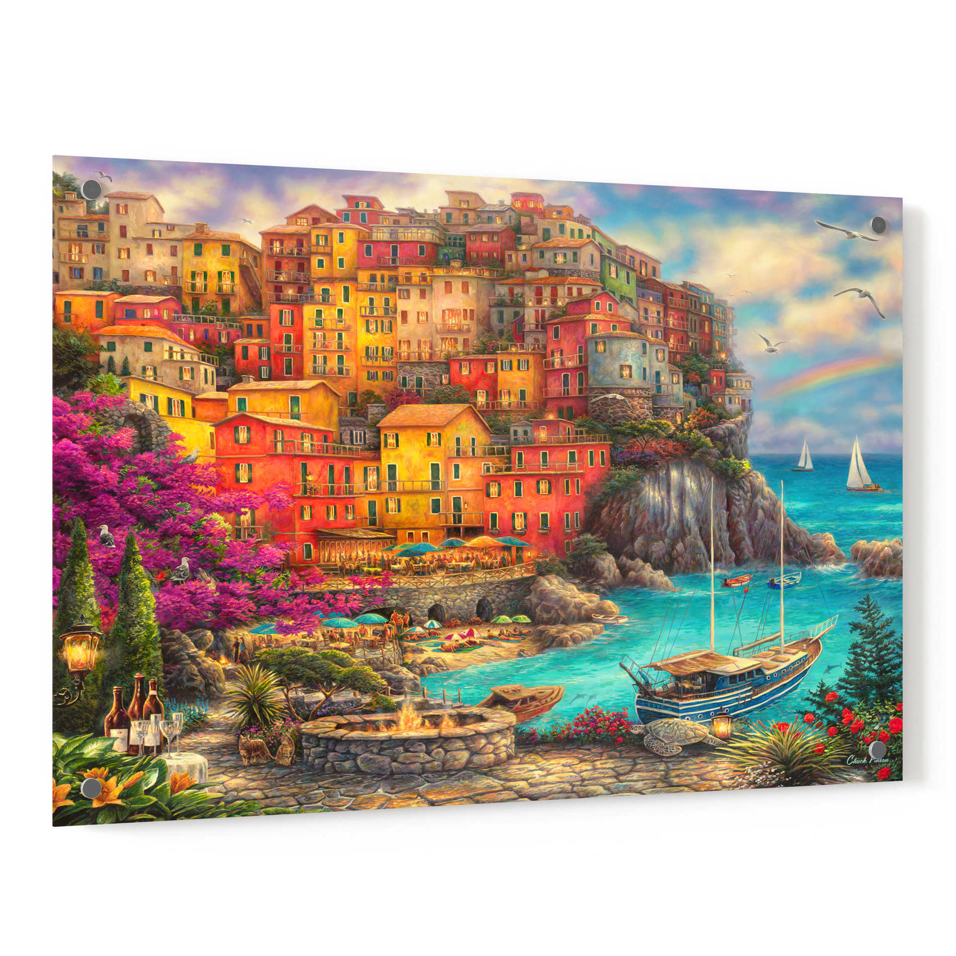 その他 DAC A Beautiful Day at Cinque Terre Epic Art 'A Beautiful Day at Cinque Terre' by Chuck Pinson
