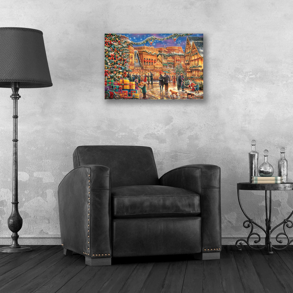 Epic Art 'Christmas at  Town Square' by Chuck Pinson, Acrylic Glass Wall Art,24x16