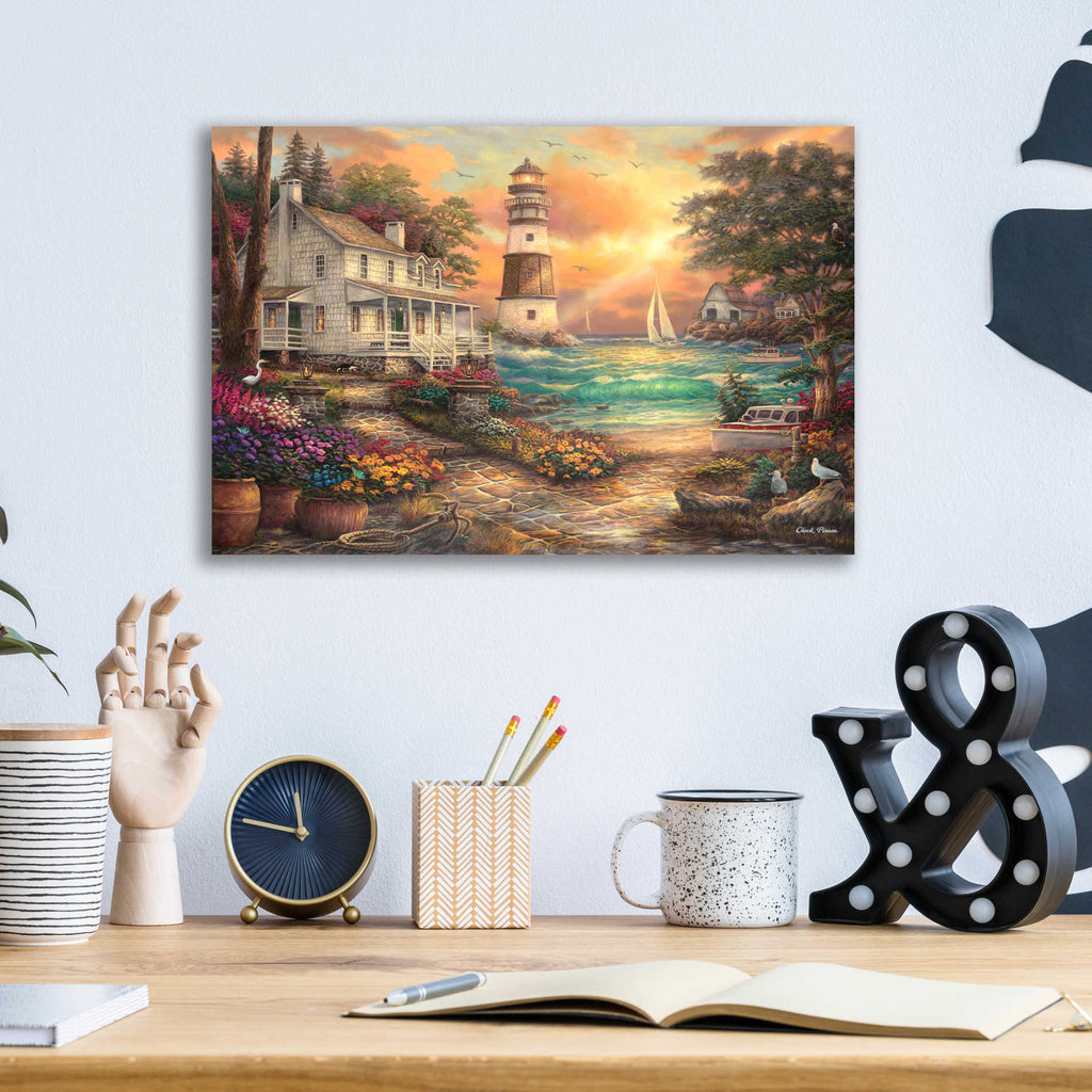 Epic Art 'Cottage by the Sea' by Chuck Pinson, Acrylic Glass Wall Art,16x12