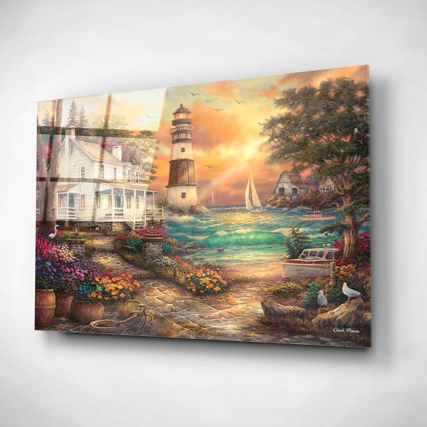 Epic Art 'Cottage by the Sea' by Chuck Pinson, Acrylic Glass Wall Art,24x16
