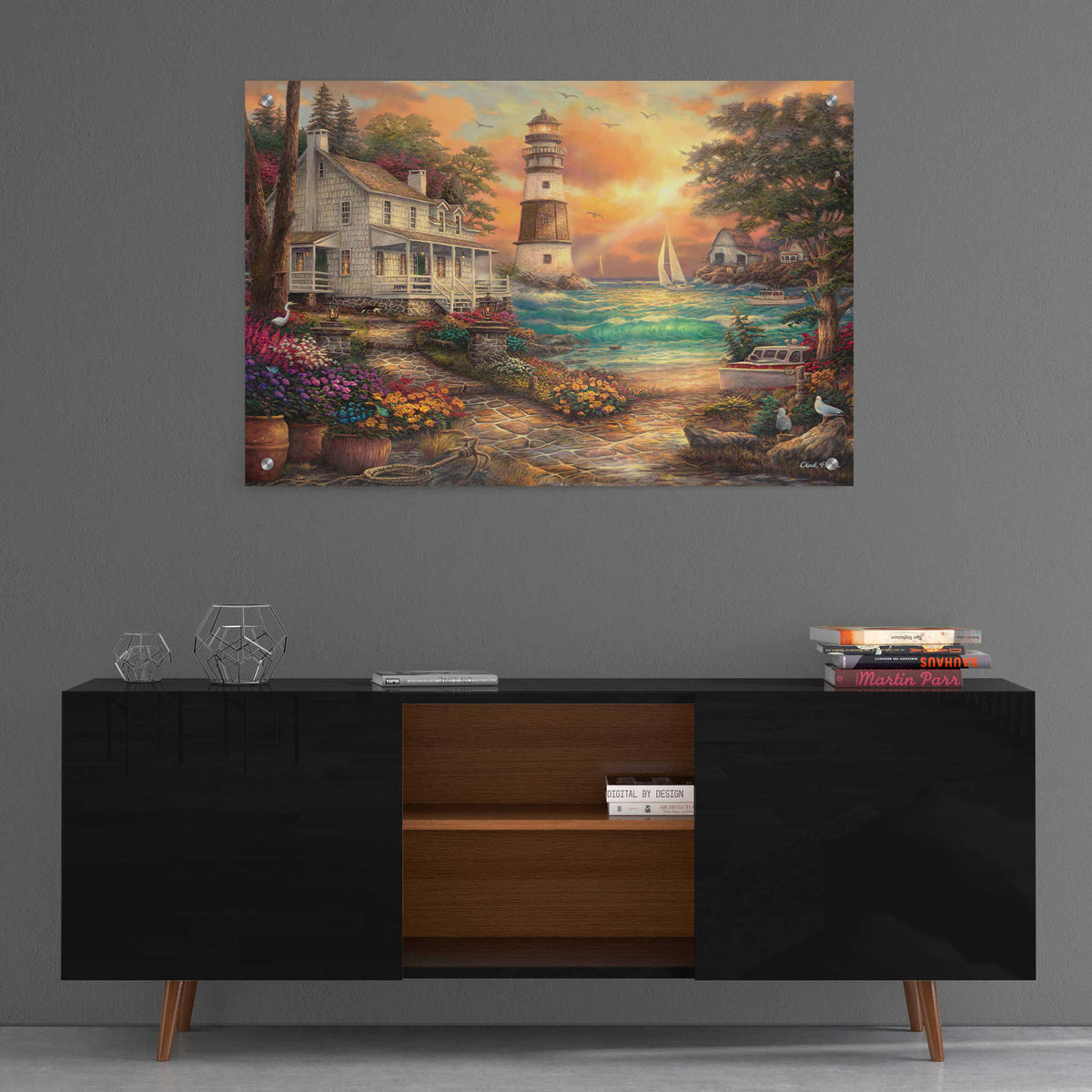 Epic Art 'Cottage by the Sea' by Chuck Pinson, Acrylic Glass Wall Art,36x24