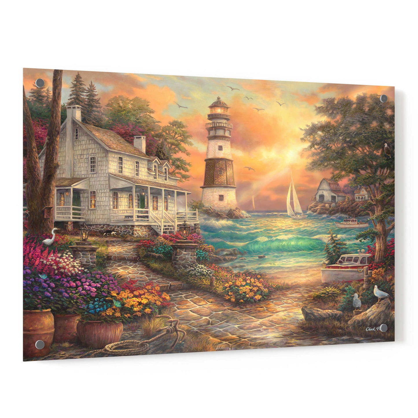 Epic Art 'Cottage by the Sea' by Chuck Pinson, Acrylic Glass Wall Art,36x24