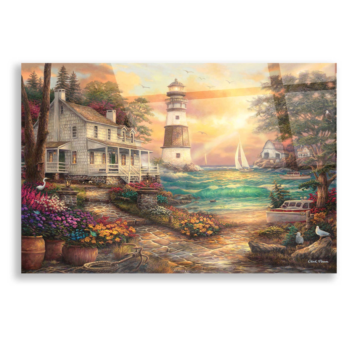 Epic Art 'Cottage by the Sea' by Chuck Pinson, Acrylic Glass Wall Art