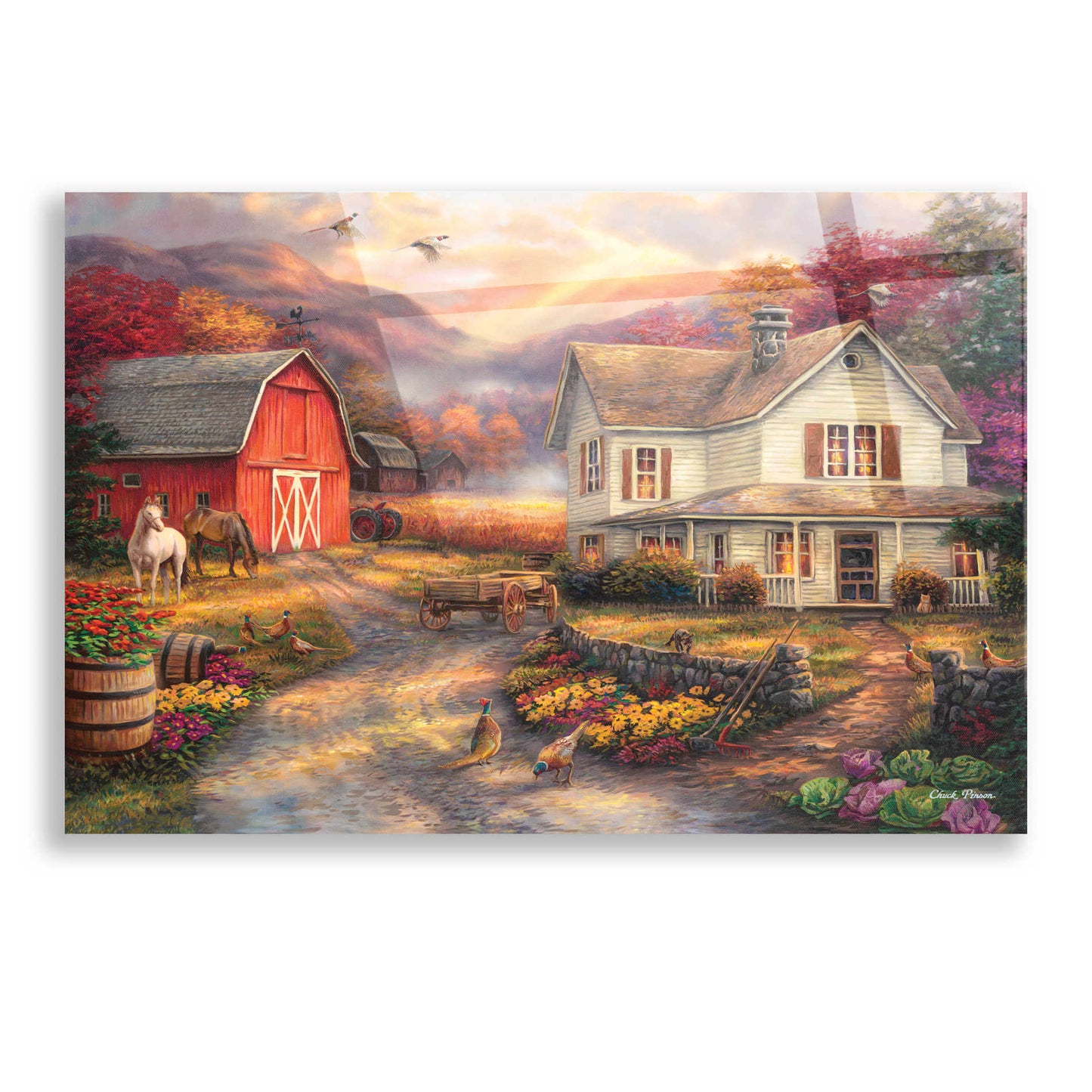 Epic Art 'Relaxing on the Farm' by Chuck Pinson, Acrylic Glass Wall Art,16x12