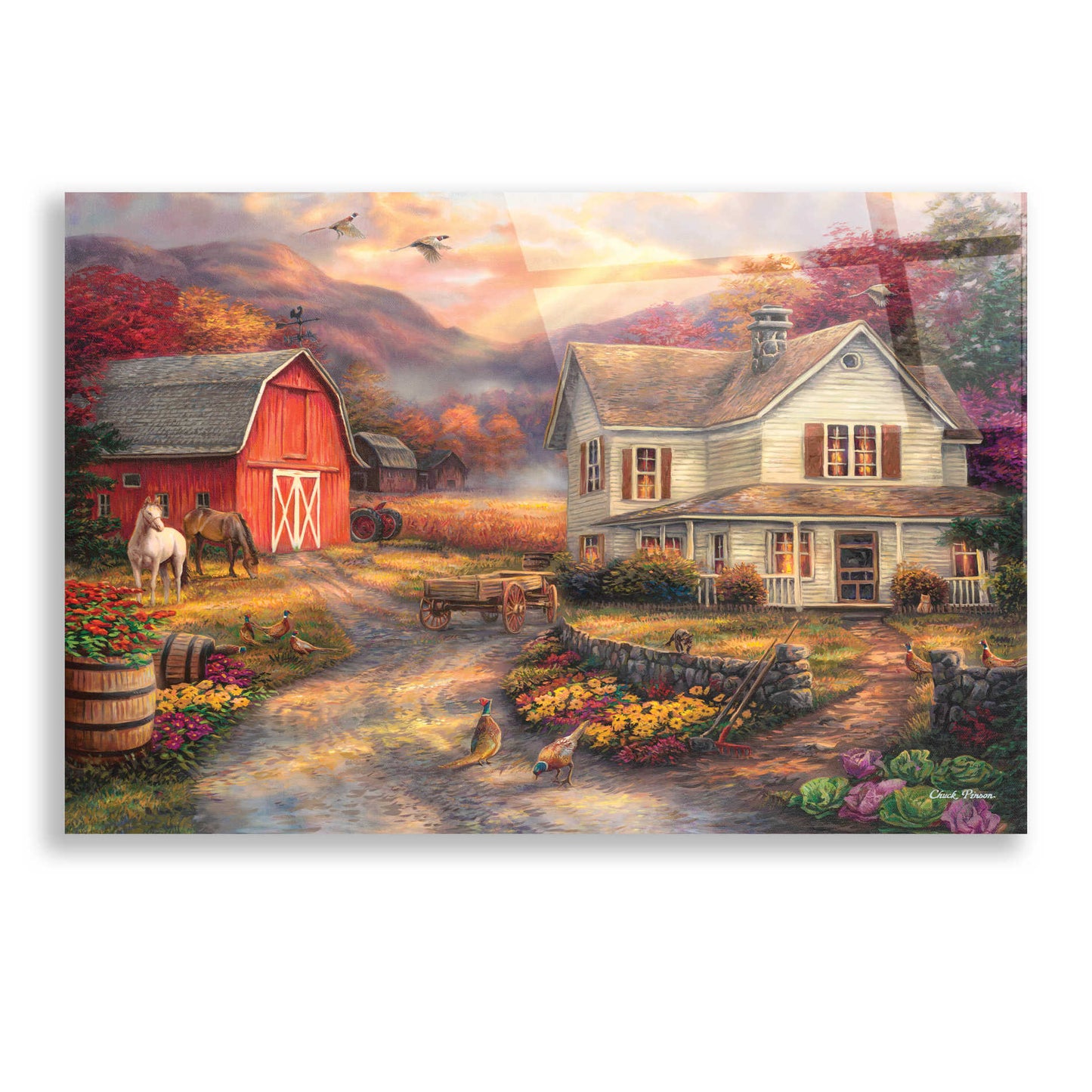 Epic Art 'Relaxing on the Farm' by Chuck Pinson, Acrylic Glass Wall Art,24x16