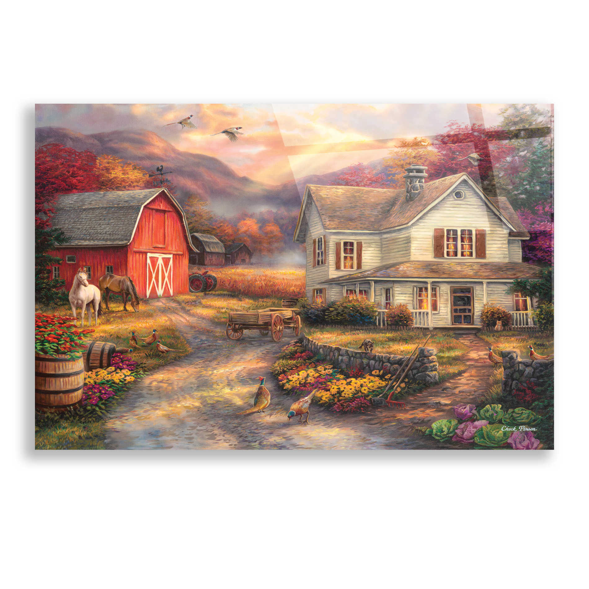 Epic Art 'Relaxing on the Farm' by Chuck Pinson, Acrylic Glass Wall Art,24x16