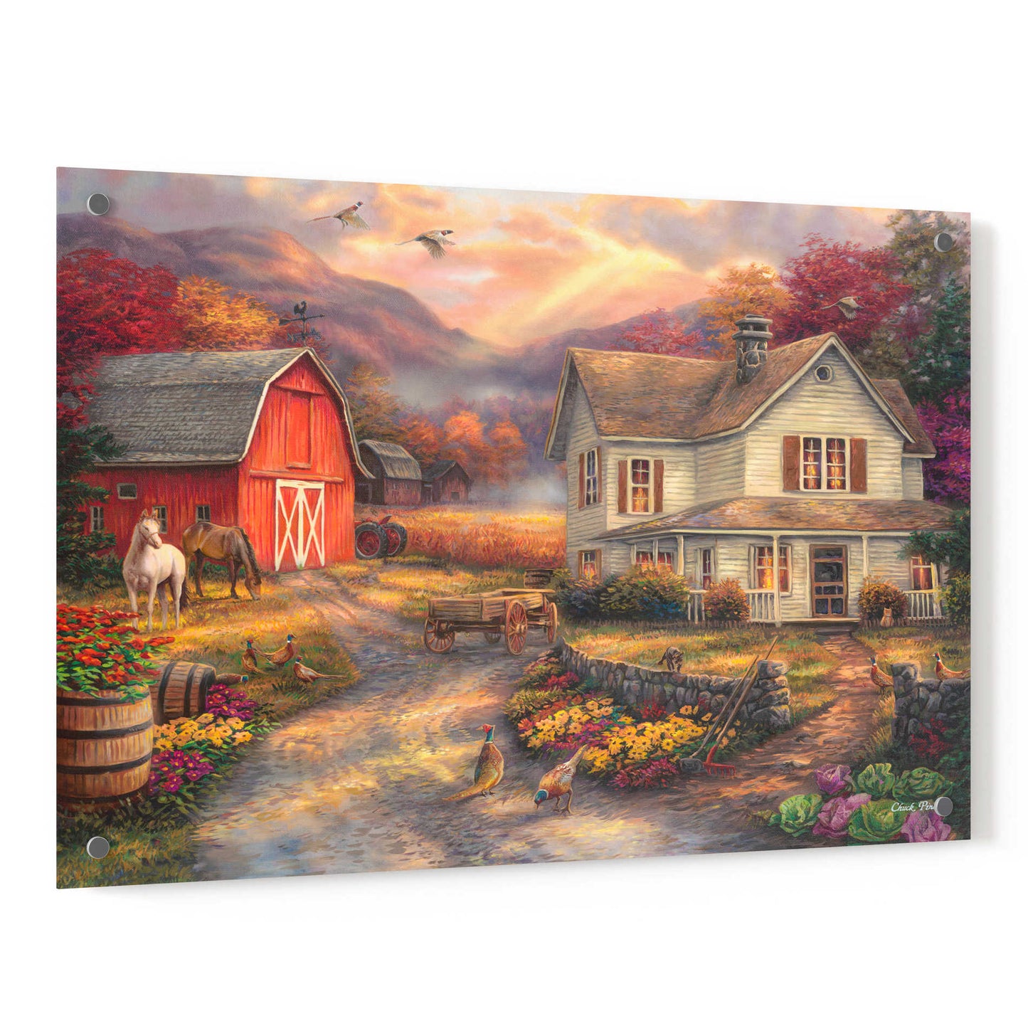 Epic Art 'Relaxing on the Farm' by Chuck Pinson, Acrylic Glass Wall Art,36x24