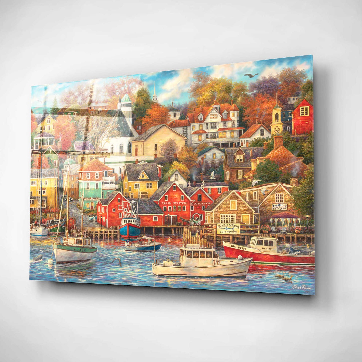 Epic Art 'Good Times Harbor' by Chuck Pinson, Acrylic Glass Wall Art,16x12