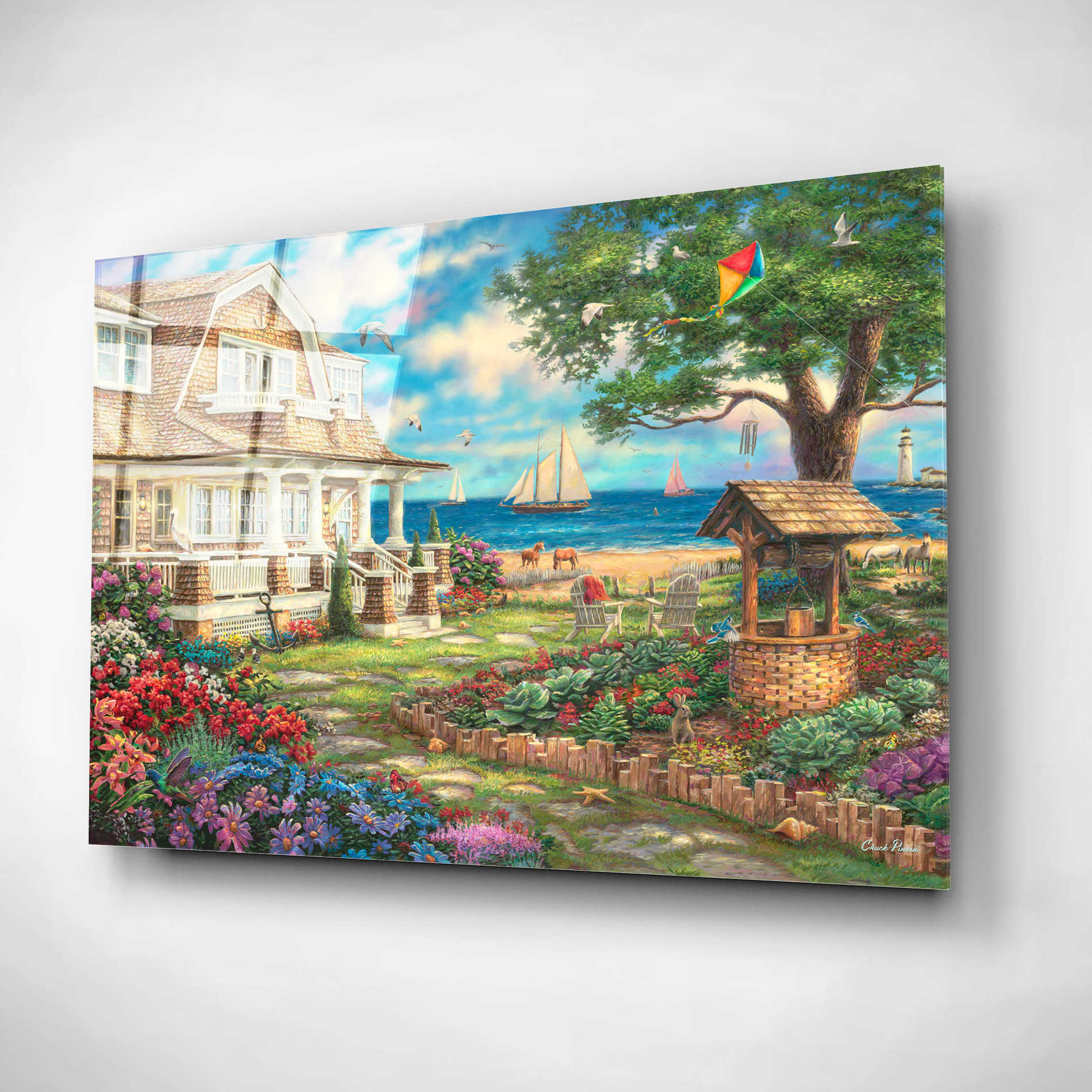 Epic Art 'Sea Garden Cottage' by Chuck Pinson, Acrylic Glass Wall Art,16x12