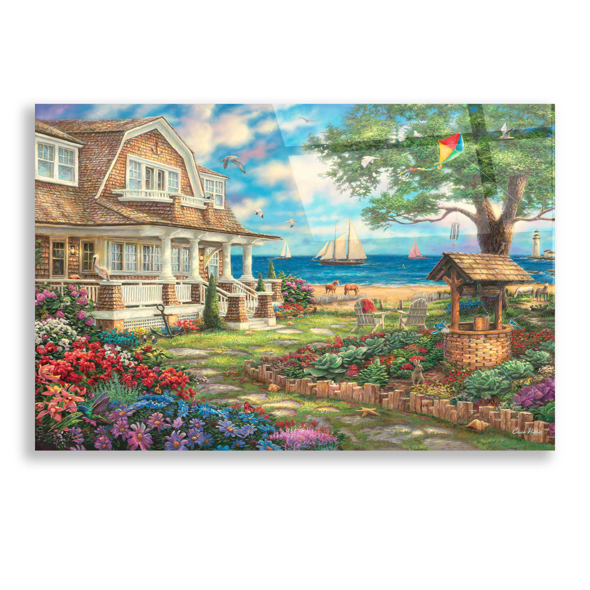 Epic Art 'Sea Garden Cottage' by Chuck Pinson, Acrylic Glass Wall Art,24x16
