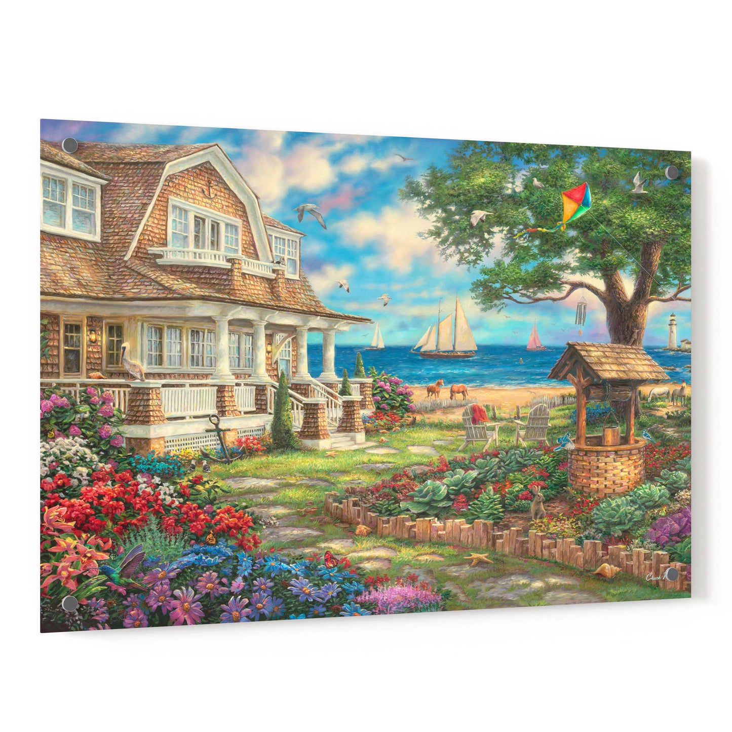 Epic Art 'Sea Garden Cottage' by Chuck Pinson, Acrylic Glass Wall Art,36x24