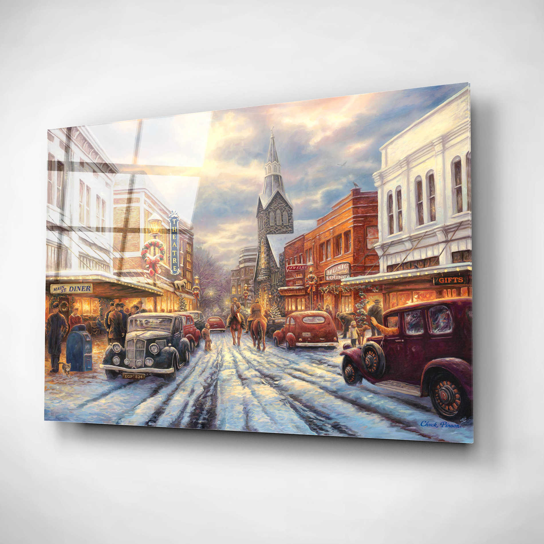 Epic Art 'The Warmth of Small Town Living' by Chuck Pinson, Acrylic Glass Wall Art,24x16