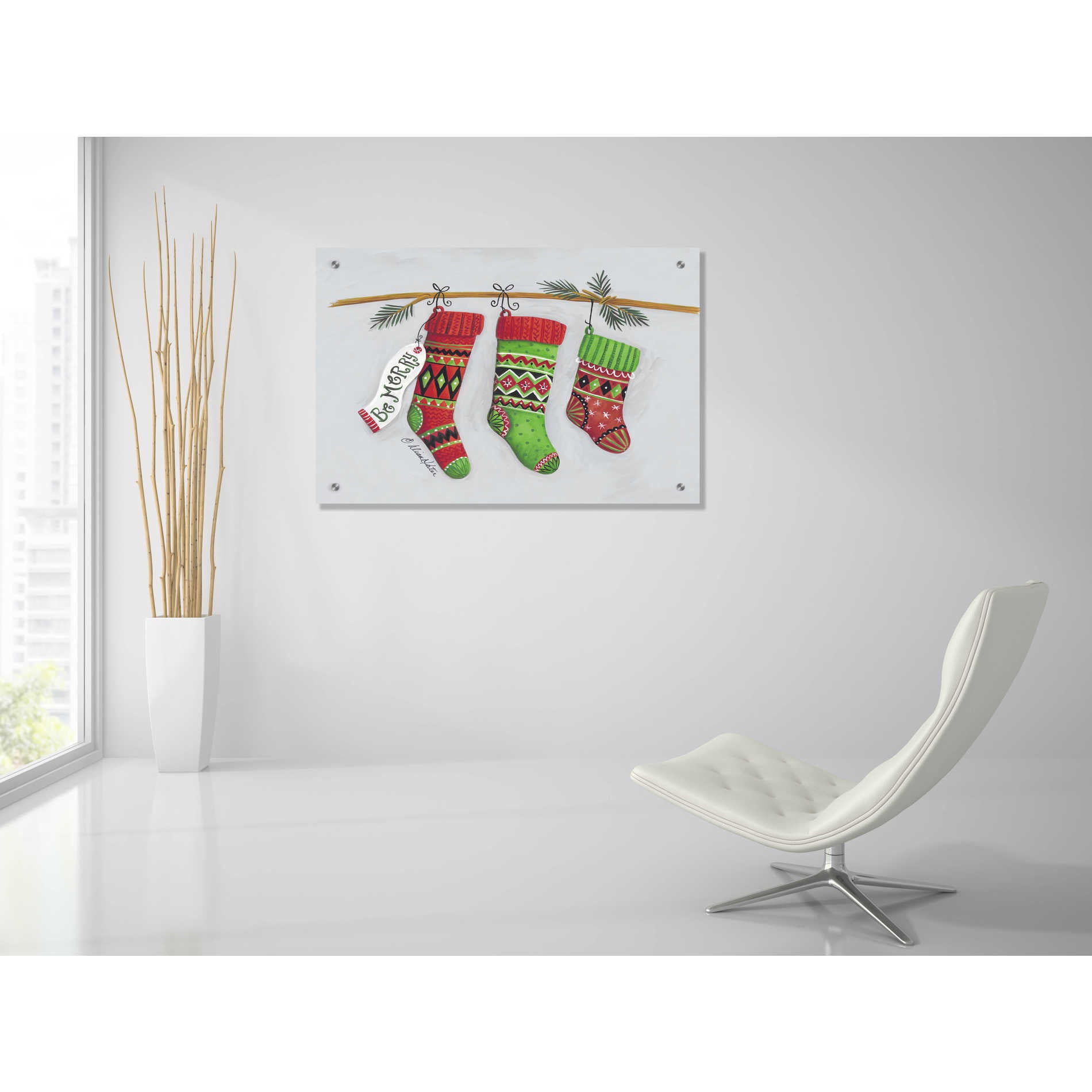 Epic Art 'Be Merry Stockings' by Diane Kater, Acrylic Glass Wall Art,36x24