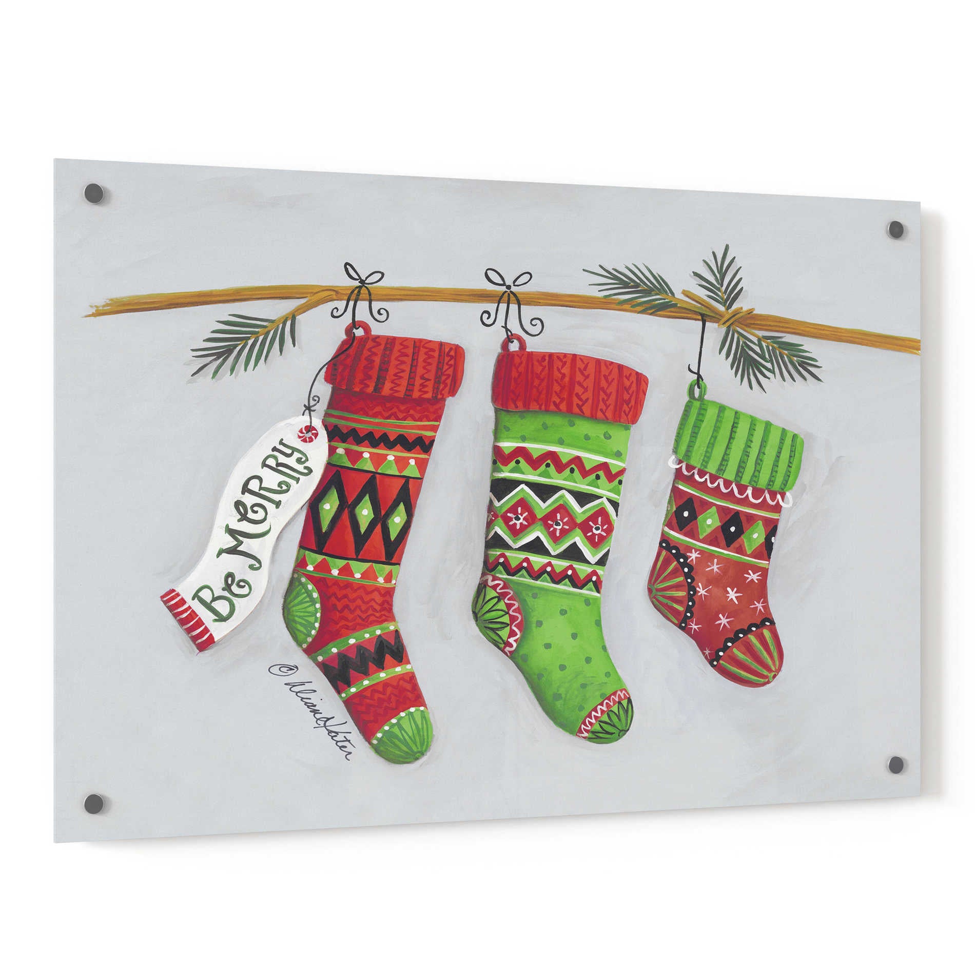 Epic Art 'Be Merry Stockings' by Diane Kater, Acrylic Glass Wall Art,36x24