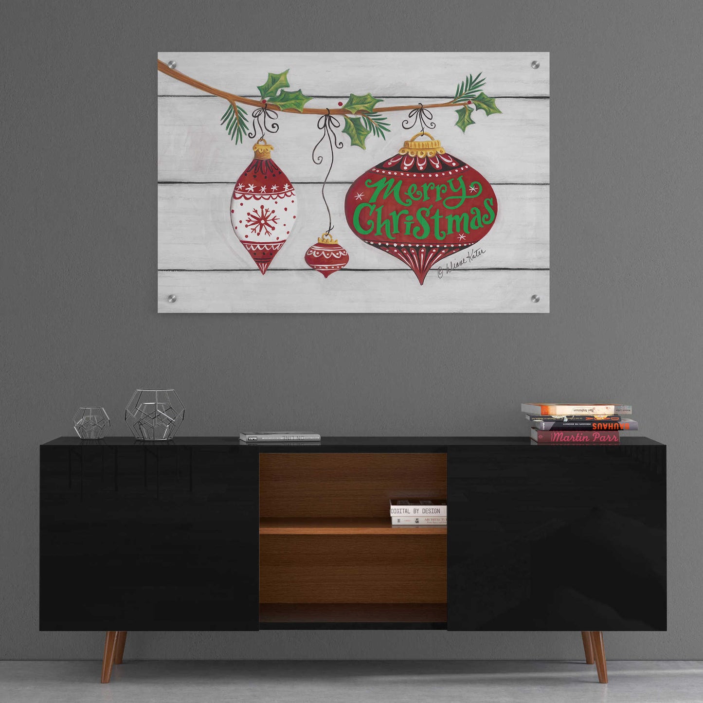 Epic Art 'Merry Christmas Ornaments' by Diane Kater, Acrylic Glass Wall Art,36x24