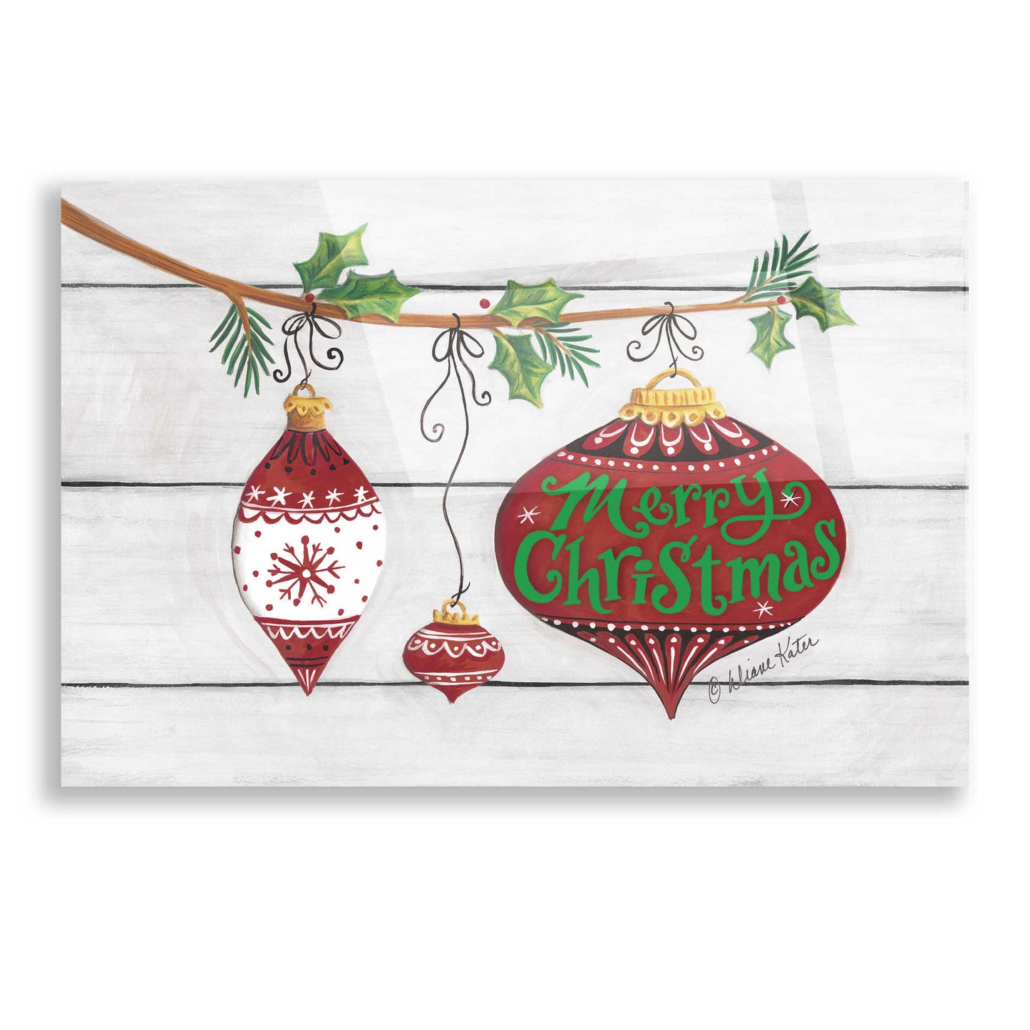 Epic Art 'Merry Christmas Ornaments' by Diane Kater, Acrylic Glass Wall Art