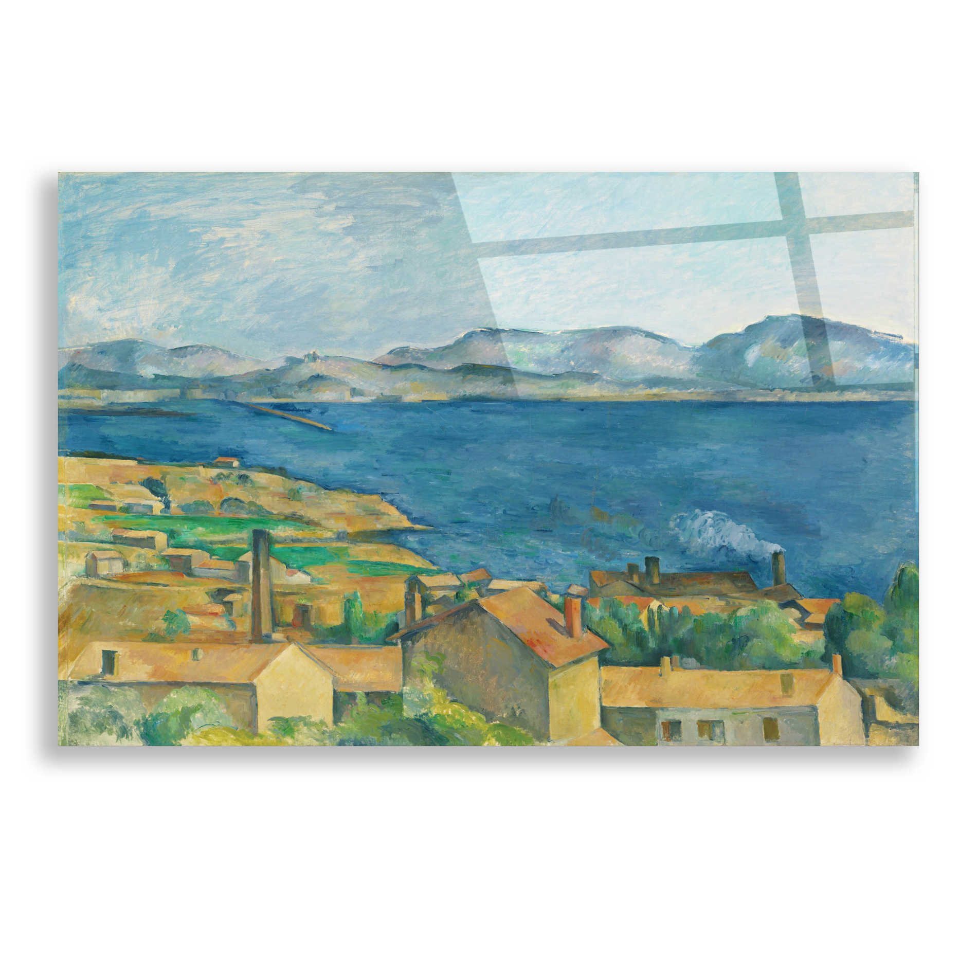 Epic Art 'The Bay of Marseilles, Seen from L'Estaque ' by Paul Cezanne, Acrylic Glass Wall Art,24x16