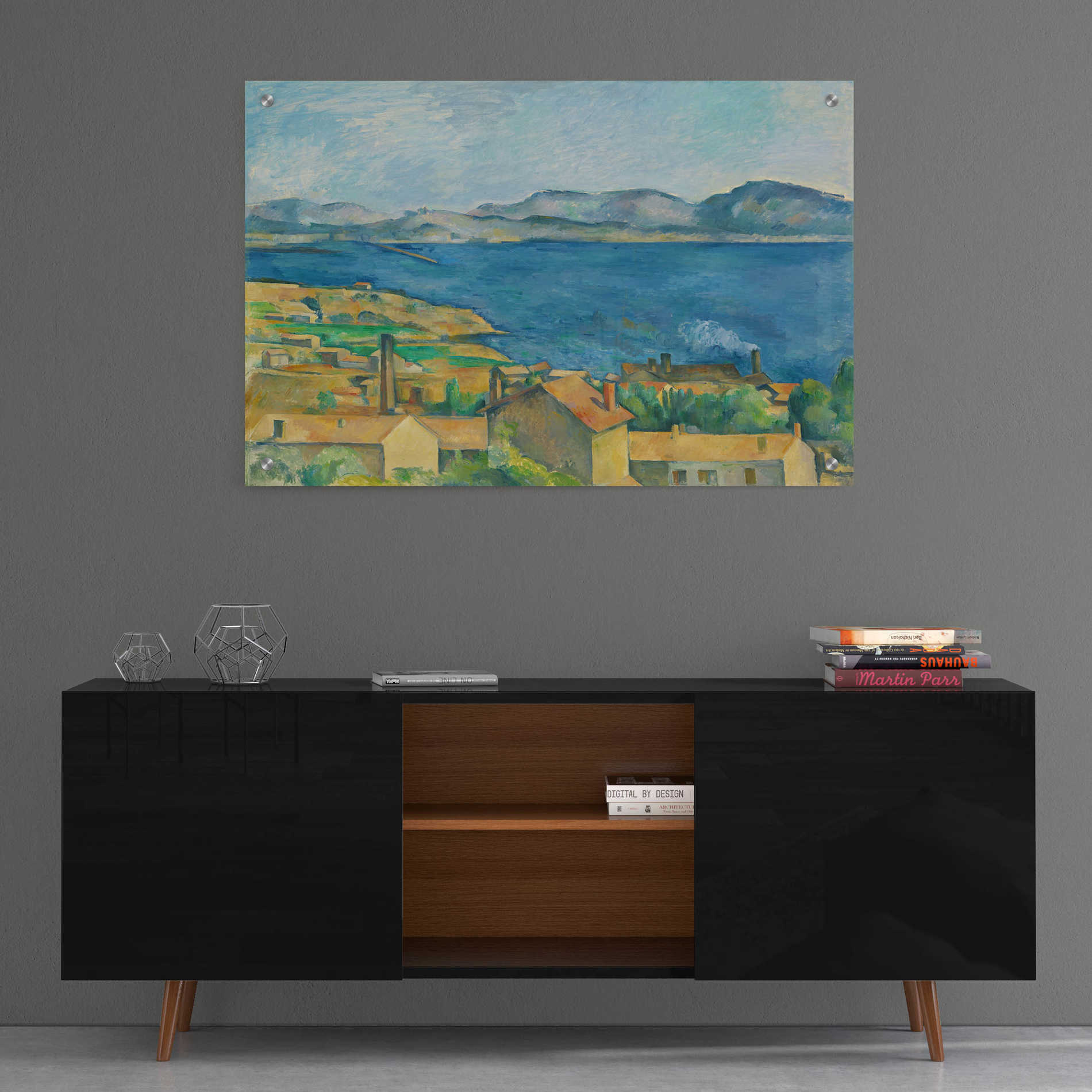 Epic Art 'The Bay of Marseilles, Seen from L'Estaque ' by Paul Cezanne, Acrylic Glass Wall Art,36x24