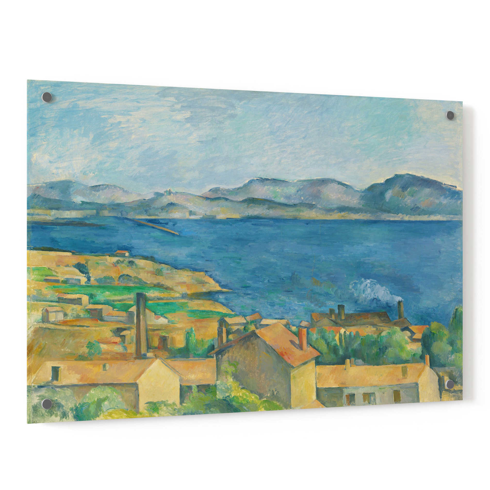 Epic Art 'The Bay of Marseilles, Seen from L'Estaque ' by Paul Cezanne, Acrylic Glass Wall Art,36x24