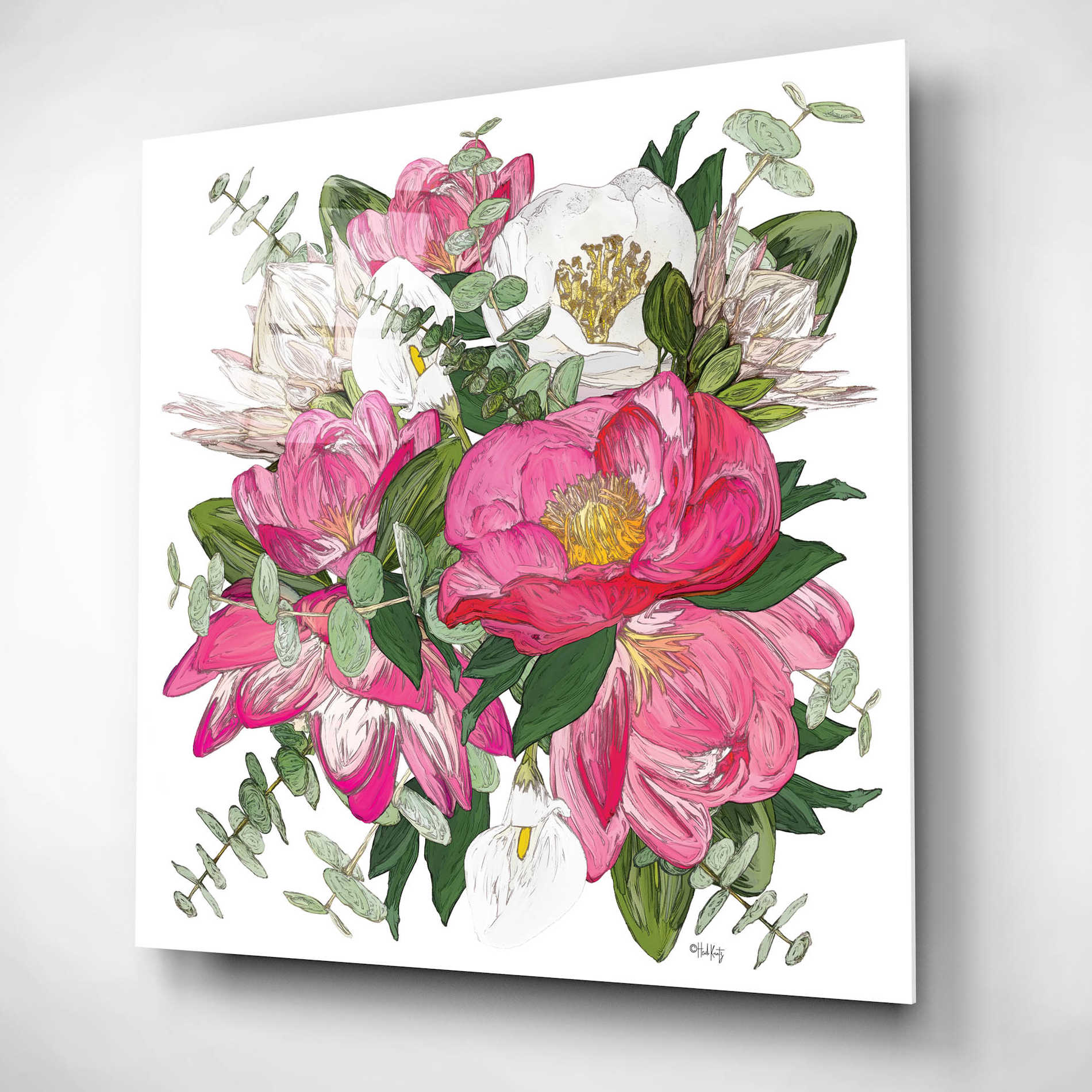 Epic Art 'Pink Floral Bouquet' by Heidi Kuntz, Acrylic Glass Wall Art,12x12