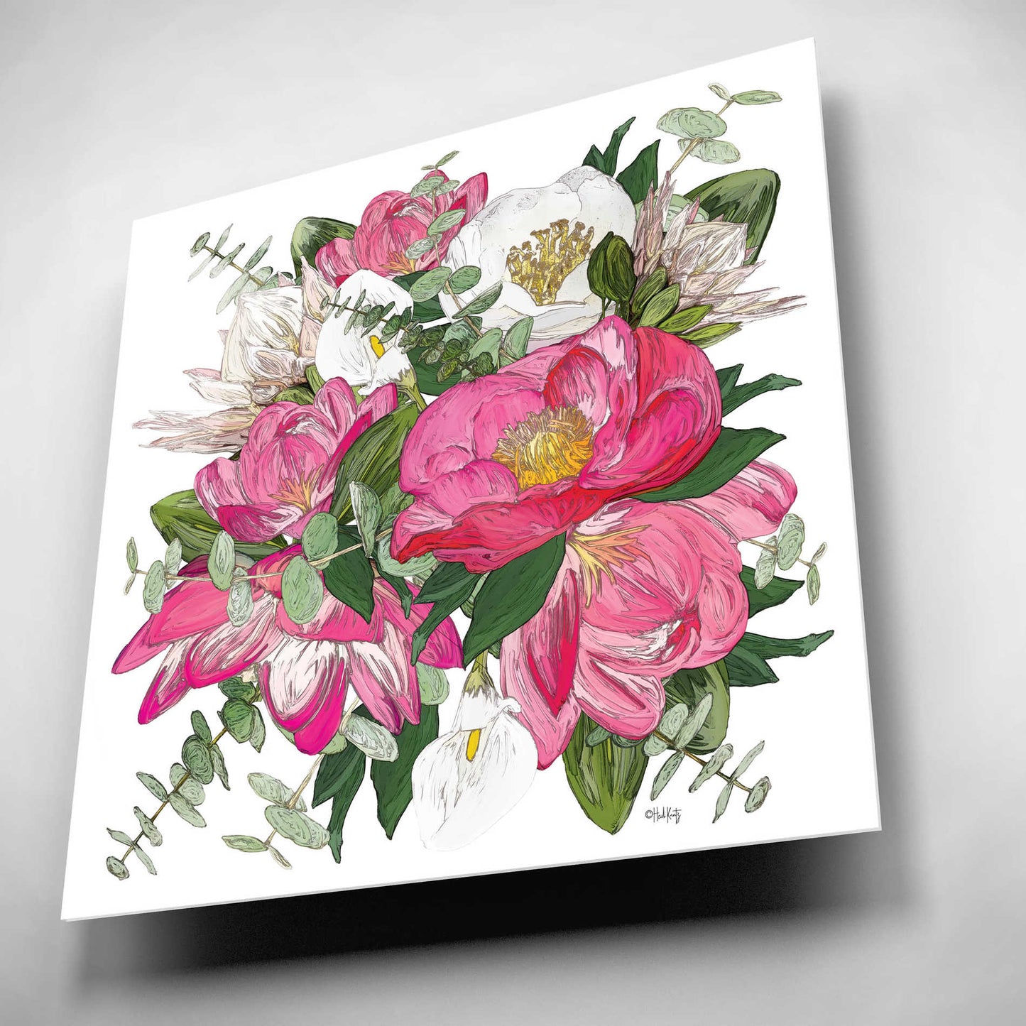 Epic Art 'Pink Floral Bouquet' by Heidi Kuntz, Acrylic Glass Wall Art,12x12