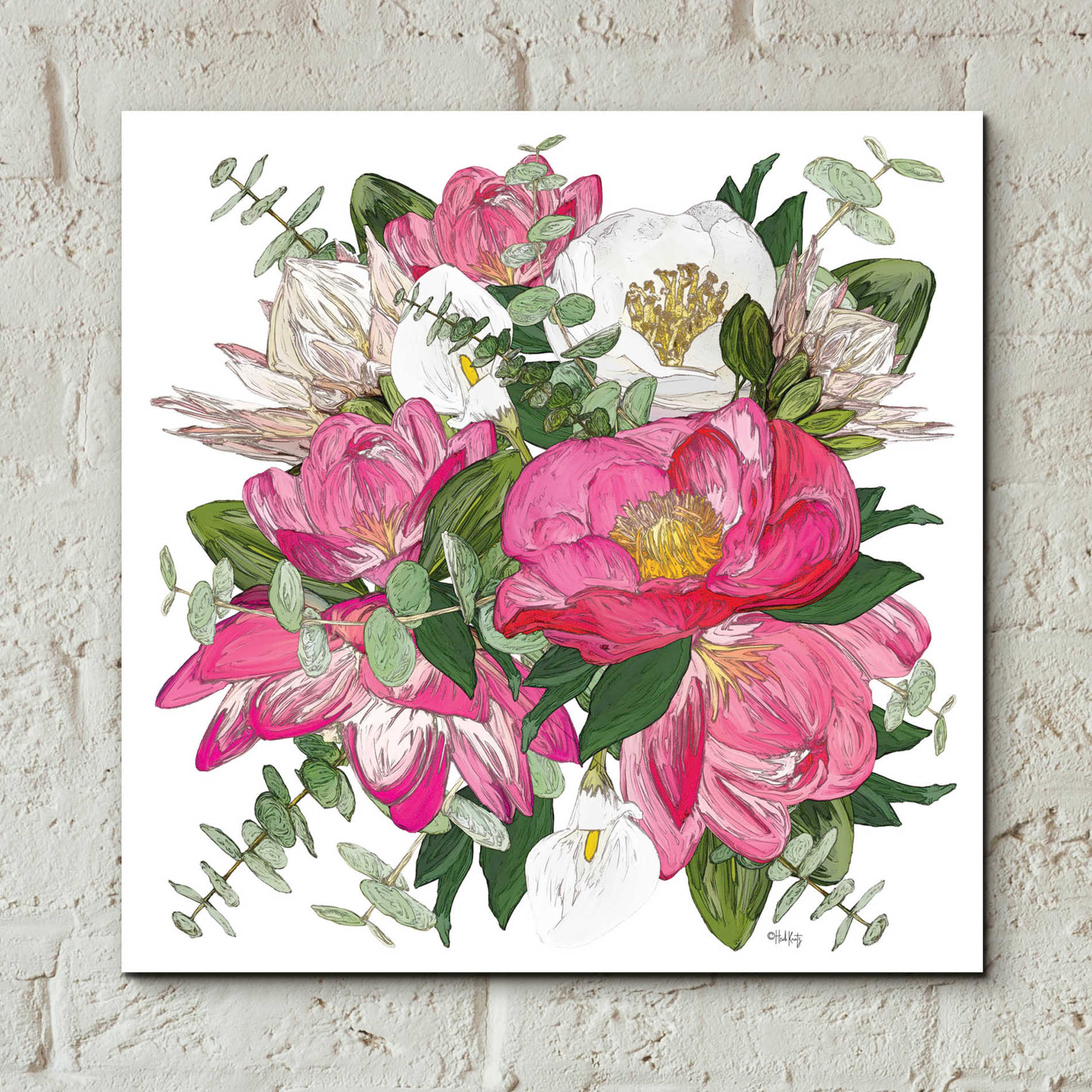 Epic Art 'Pink Floral Bouquet' by Heidi Kuntz, Acrylic Glass Wall Art,12x12