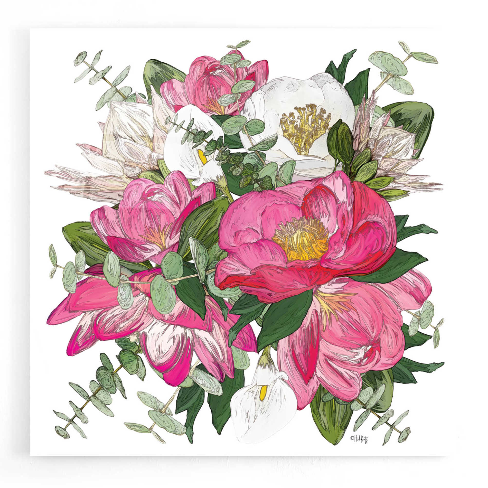 Epic Art 'Pink Floral Bouquet' by Heidi Kuntz, Acrylic Glass Wall Art,12x12