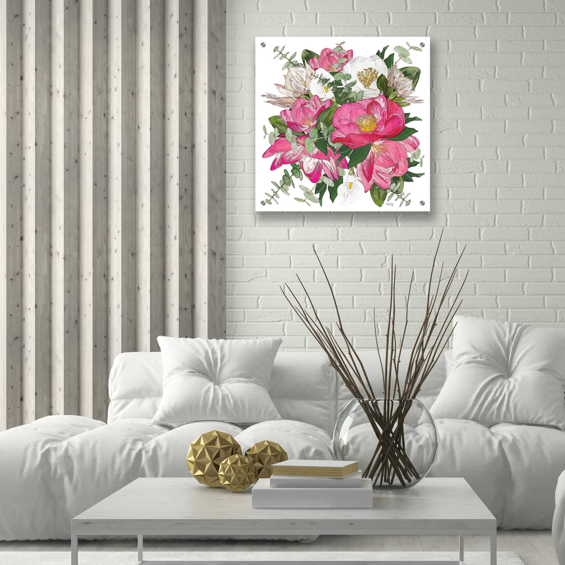 Epic Art 'Pink Floral Bouquet' by Heidi Kuntz, Acrylic Glass Wall Art,24x24