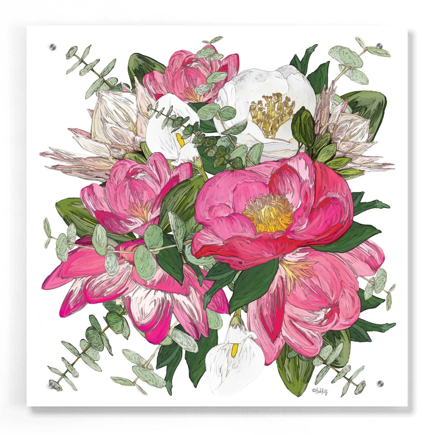 Epic Art 'Pink Floral Bouquet' by Heidi Kuntz, Acrylic Glass Wall Art,24x24