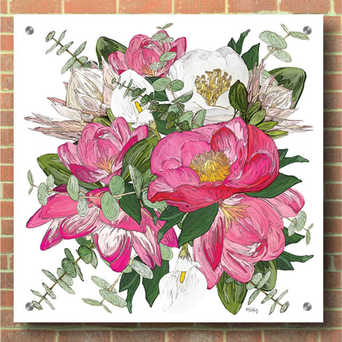 Epic Art 'Pink Floral Bouquet' by Heidi Kuntz, Acrylic Glass Wall Art,36x36