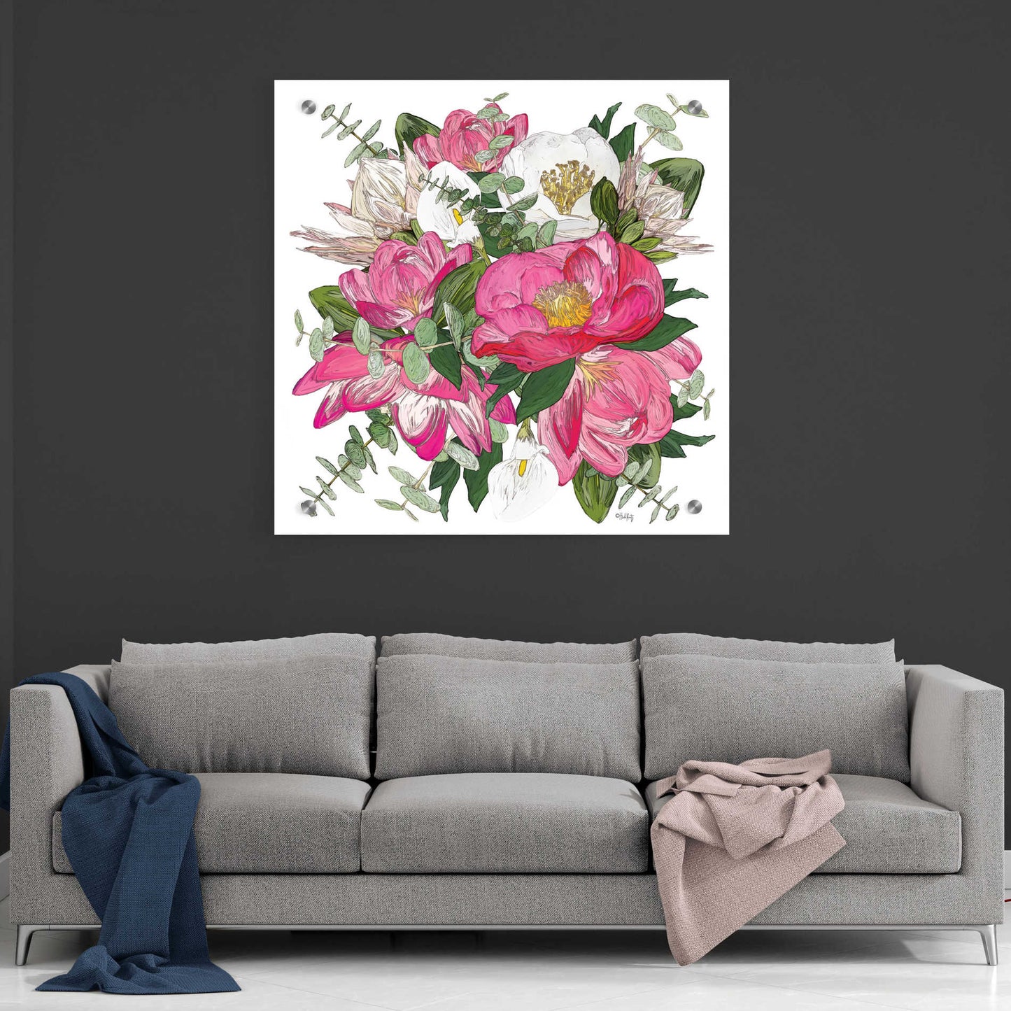 Epic Art 'Pink Floral Bouquet' by Heidi Kuntz, Acrylic Glass Wall Art,36x36