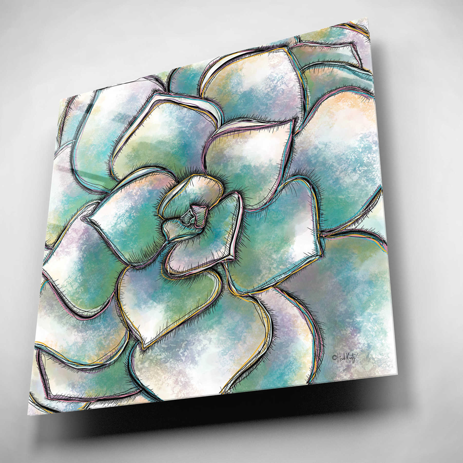 Epic Art 'Playful Succulent' by Heidi Kuntz, Acrylic Glass Wall Art,12x12