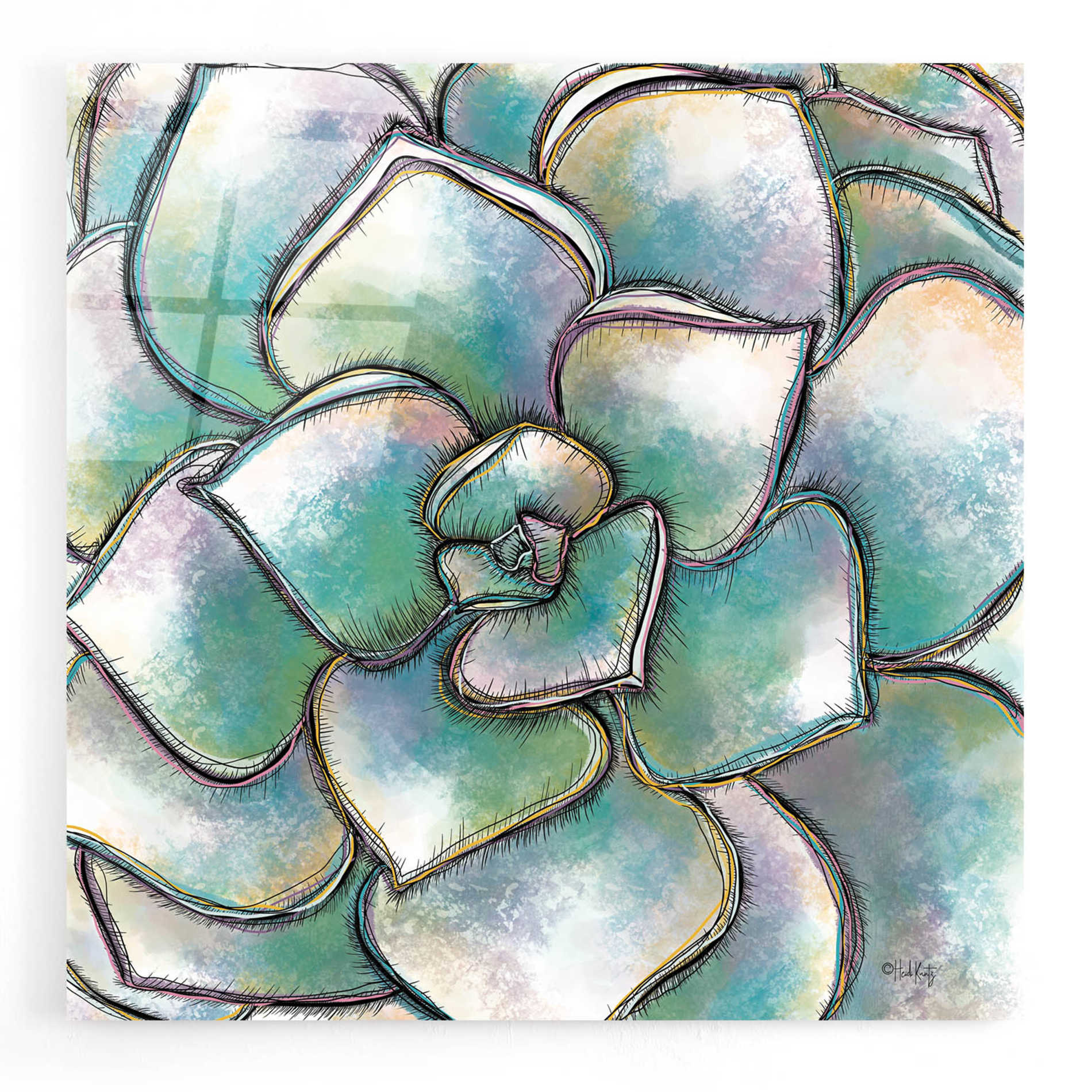 Epic Art 'Playful Succulent' by Heidi Kuntz, Acrylic Glass Wall Art,12x12