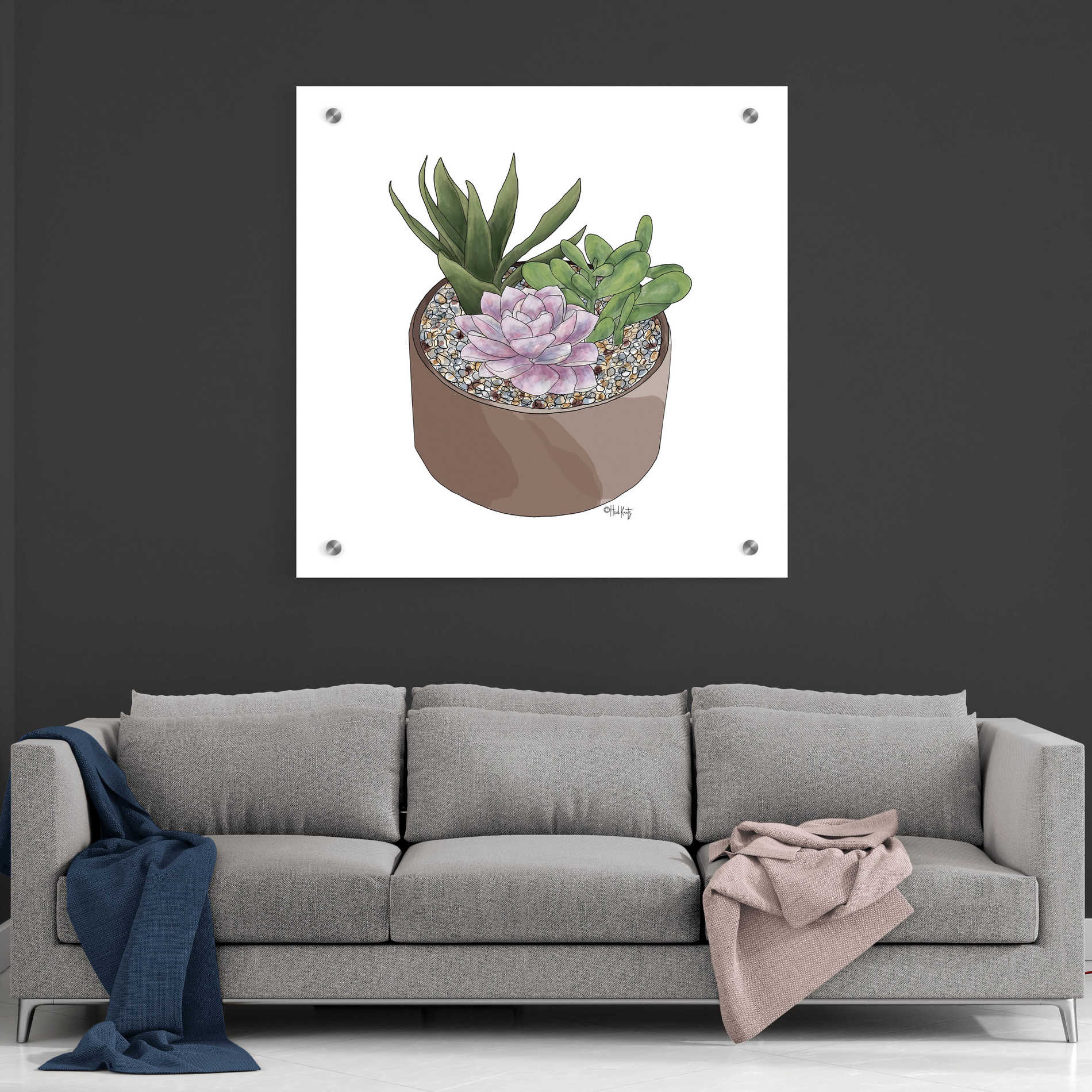 Epic Art 'Succulent Planter I' by Heidi Kuntz, Acrylic Glass Wall Art,36x36
