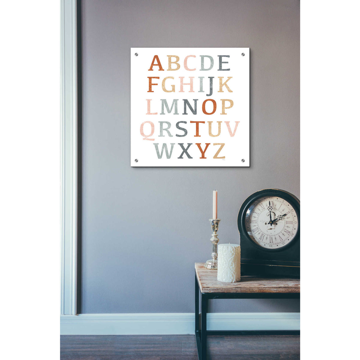 Epic Art 'Rustic Rainbow Alphabet' by Heidi Kuntz, Acrylic Glass Wall Art,24x24