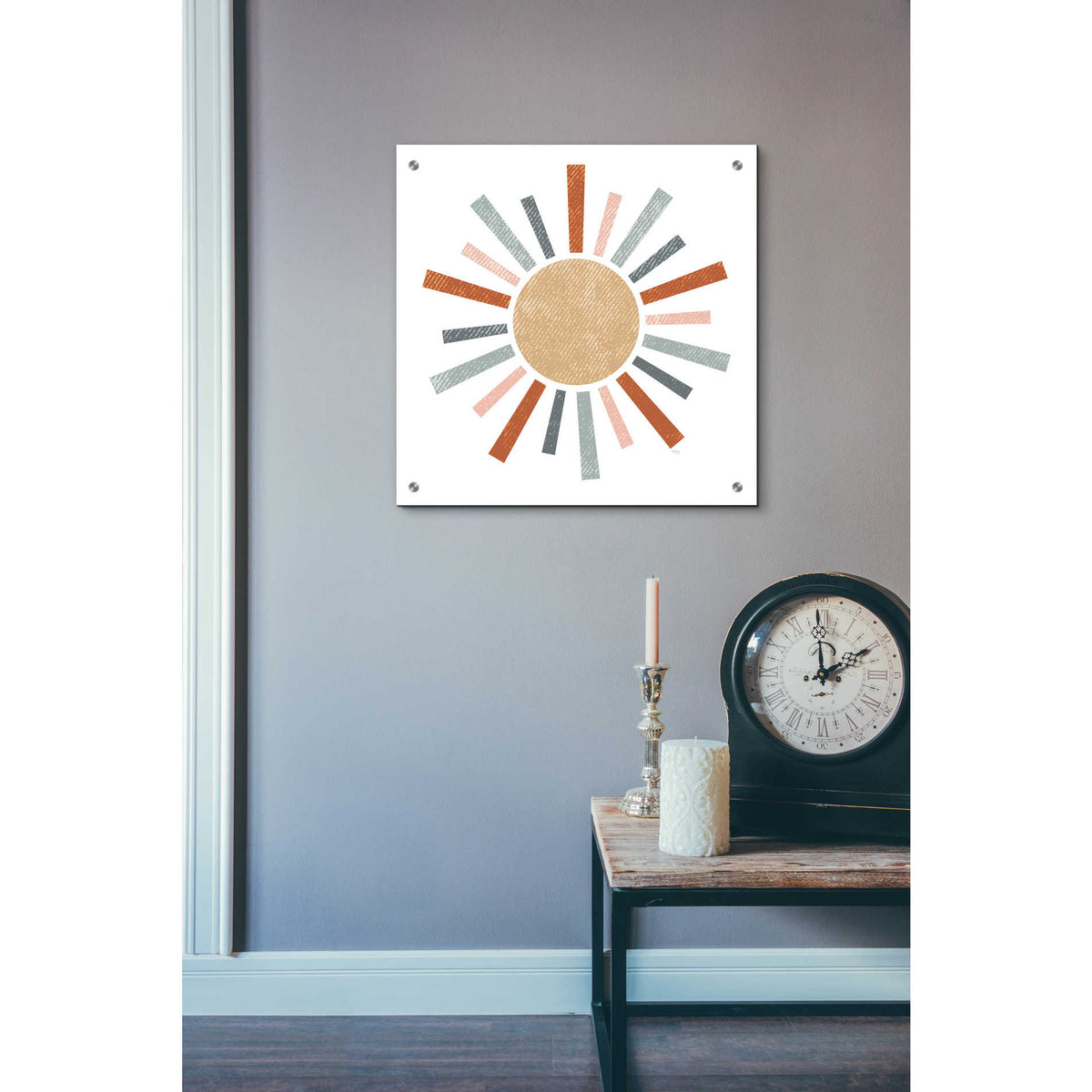 Epic Art 'Rustic Rainbow Sun' by Heidi Kuntz, Acrylic Glass Wall Art,24x24