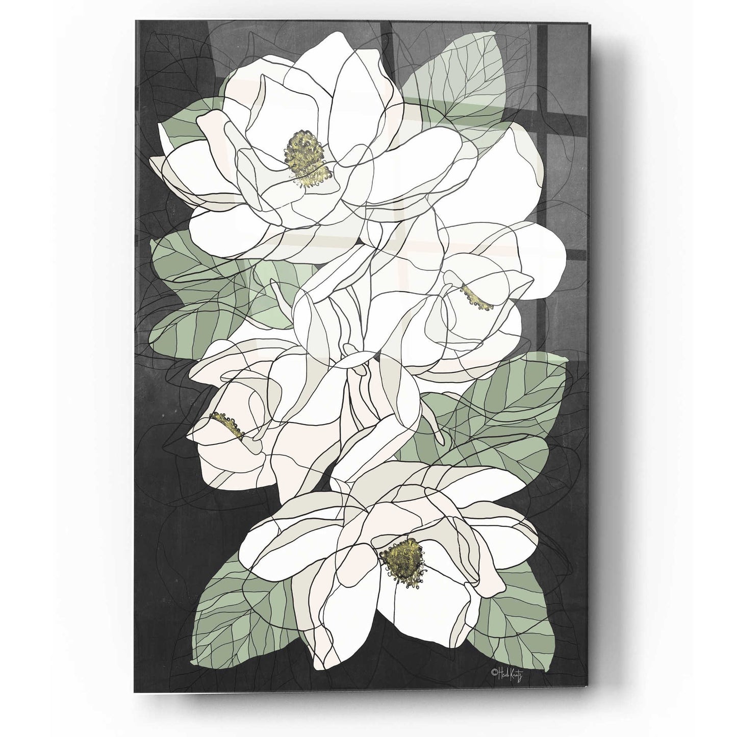 Epic Art 'Cascading Magnolias' by Heidi Kuntz, Acrylic Glass Wall Art,12x16