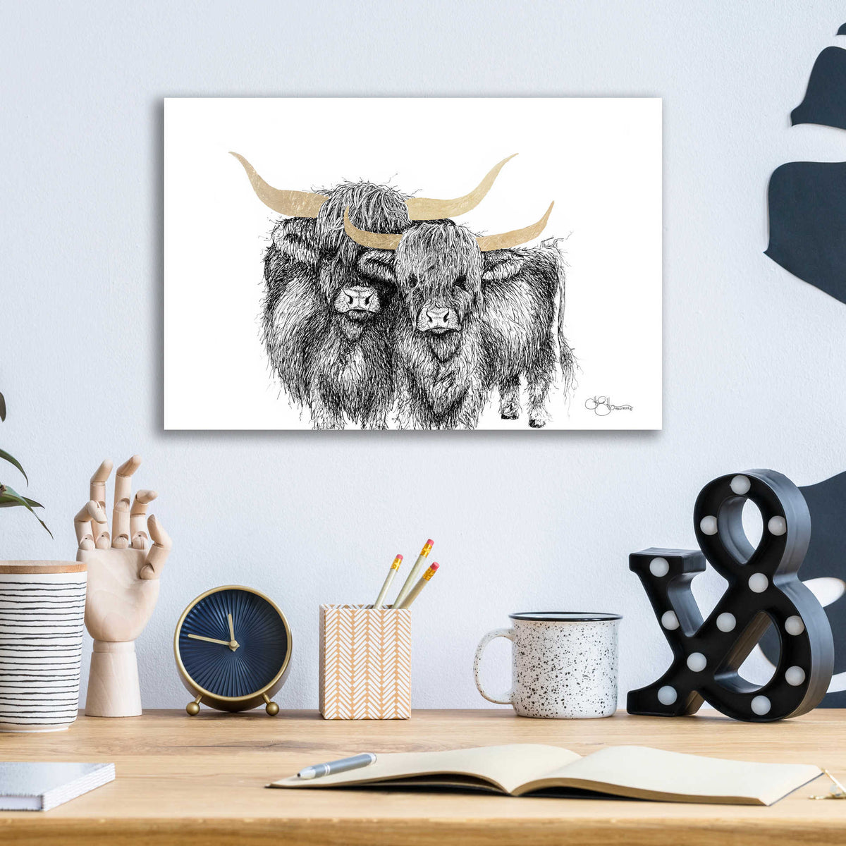 Epic Art 'Highland Cattle' by Hollihocks Art, Acrylic Glass Wall Art,16x12
