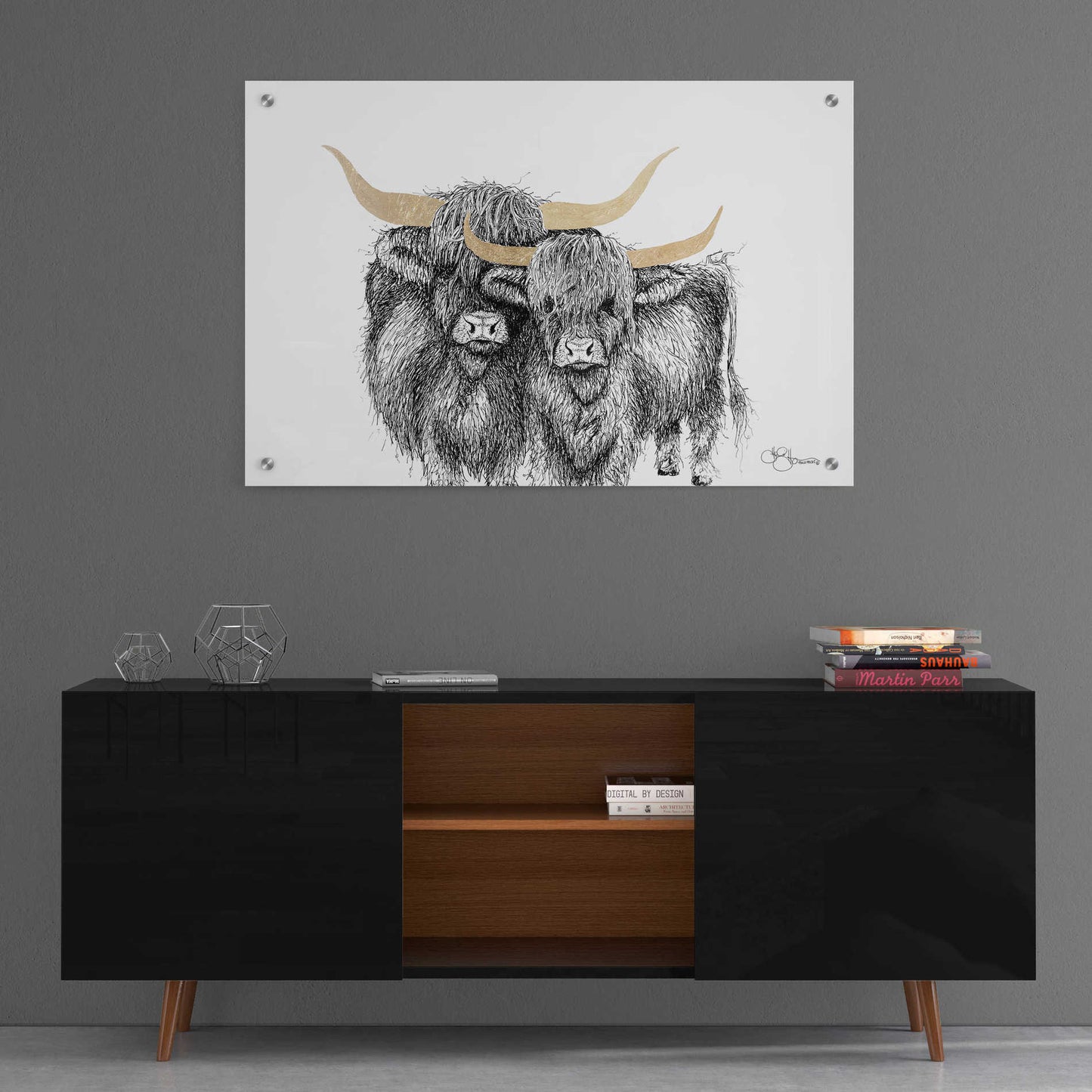 Epic Art 'Highland Cattle' by Hollihocks Art, Acrylic Glass Wall Art,36x24