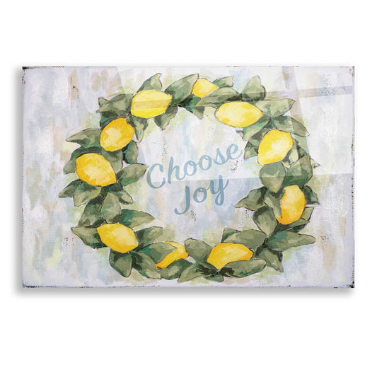 Epic Art 'Choose Joy Lemon Wreath' by Jennifer Holden, Acrylic Glass Wall Art