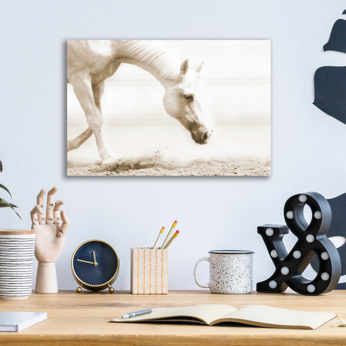 Epic Art 'Trail Horse Sepia' by Kari Brooks, Acrylic Glass Wall Art,16x12