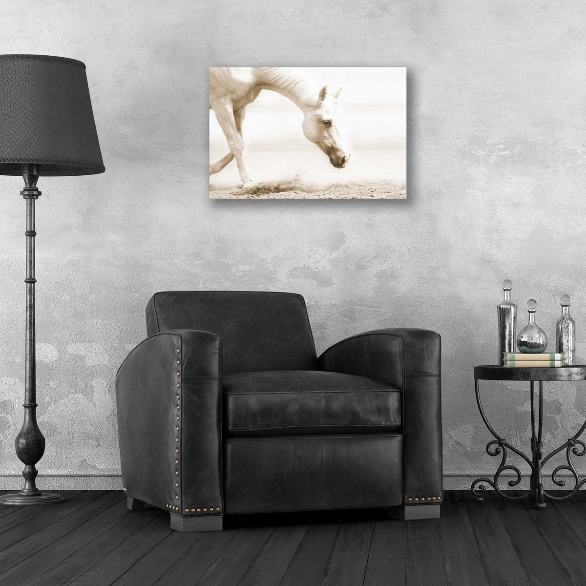 Epic Art 'Trail Horse Sepia' by Kari Brooks, Acrylic Glass Wall Art,24x16