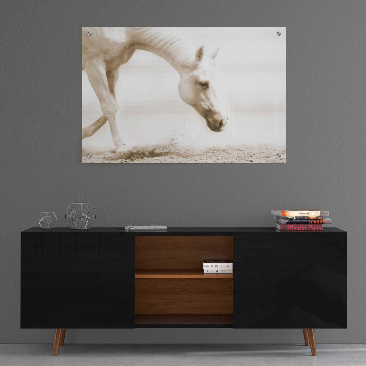 Epic Art 'Trail Horse Sepia' by Kari Brooks, Acrylic Glass Wall Art,36x24