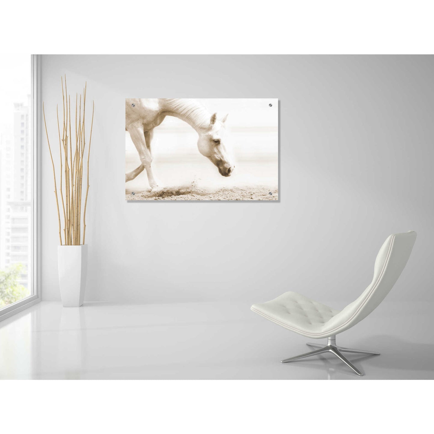 Epic Art 'Trail Horse Sepia' by Kari Brooks, Acrylic Glass Wall Art,36x24