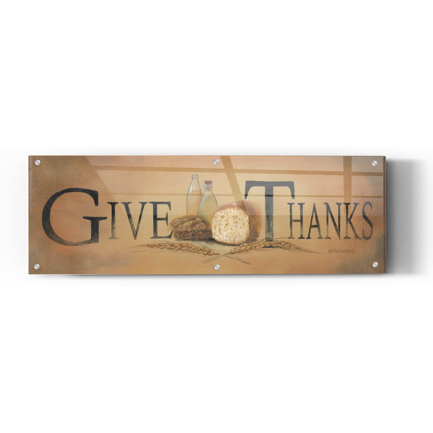 Epic Art 'Give Thanks' by Pam Britton, Acrylic Glass Wall Art,36x12