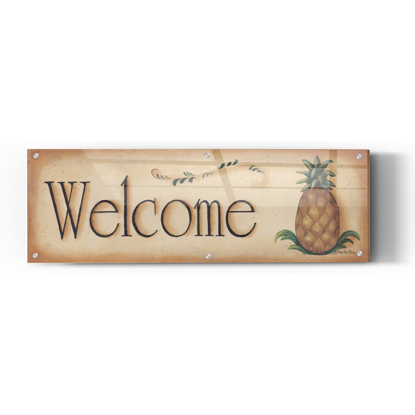 Epic Art 'Welcome' by Pam Britton, Acrylic Glass Wall Art,36x12