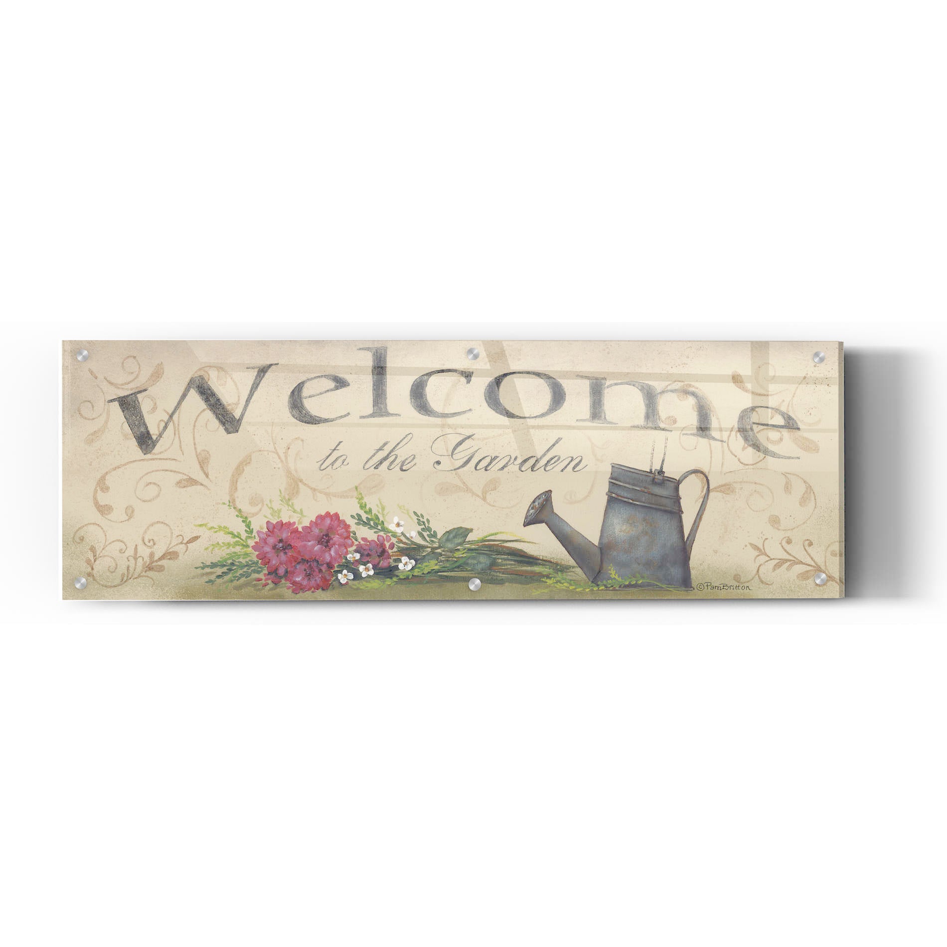 Epic Art 'Welcome to the Garden' by Pam Britton, Acrylic Glass Wall Art,36x12