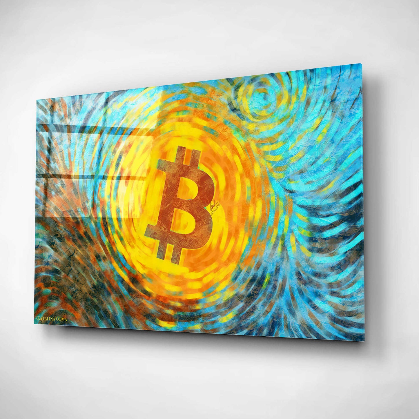 Epic Art 'Van Gogh Bitcoin' by Katalina, Acrylic Glass Wall Art,24x16