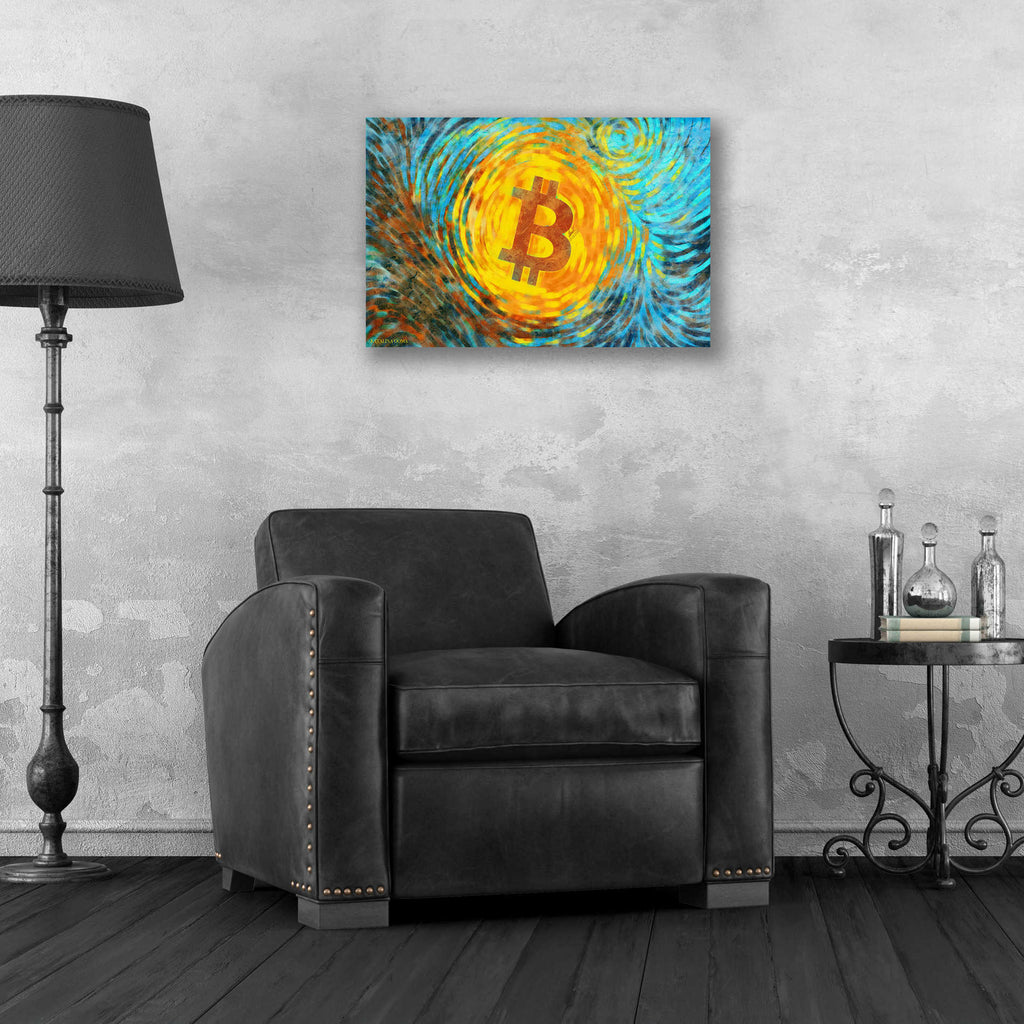 Epic Art 'Van Gogh Bitcoin' by Katalina, Acrylic Glass Wall Art,24x16